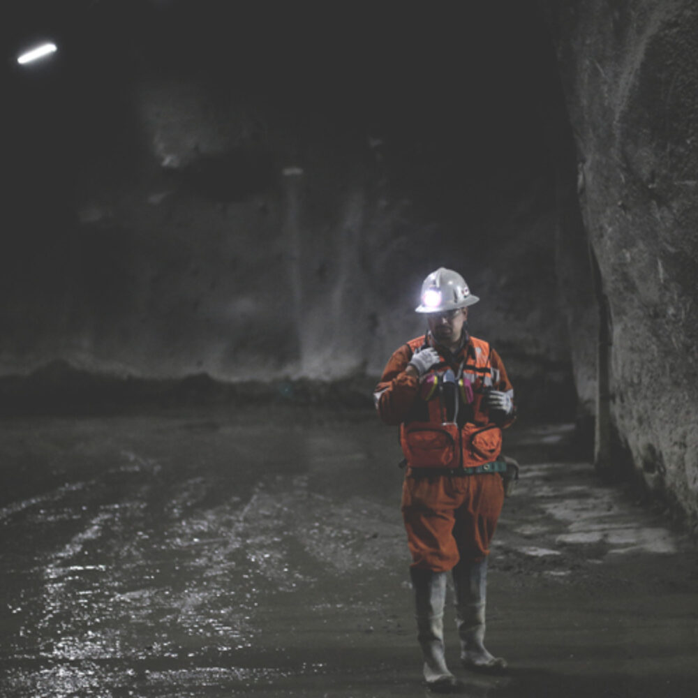 Man in hardhat underground