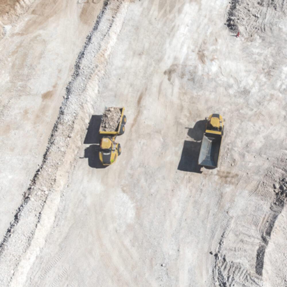 Overhead view of mining scene