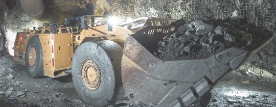 Construction machinery in a mine