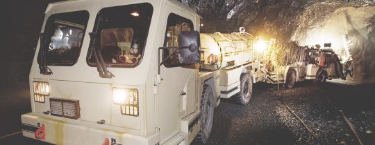 Construction machinery in a mine